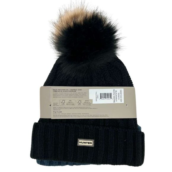 Hunter Women's Navy & Black Wool Blend Winter Hats: 2 Pack / One Size **NEW - Picture 2 of 2